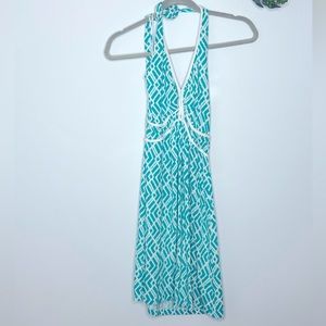 Turquoise & white halter sun dress
